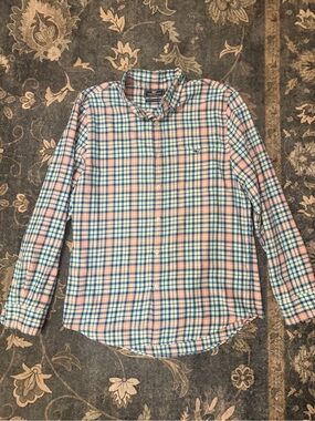 Vineyard Vines Blue & Pink Plaid Cotton Button-Down Shirt